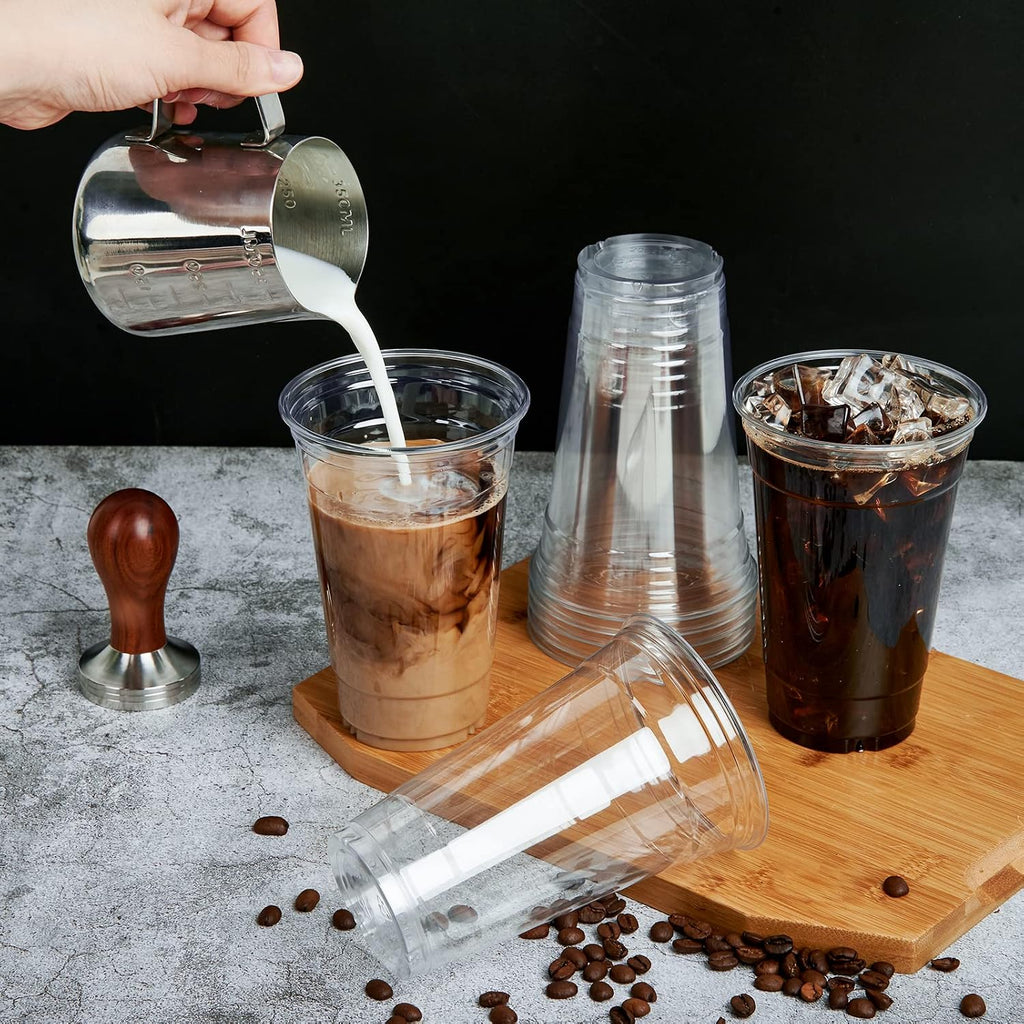90 Sets 20 oz Clear Plastic Cups With Dome Lids