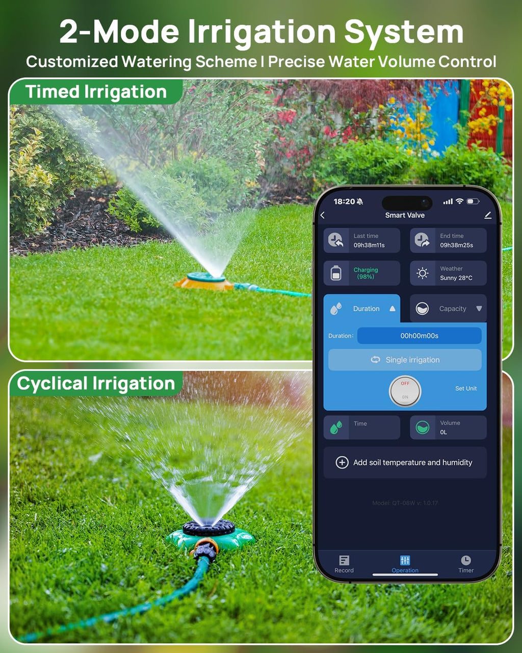 Solar Smart WiFi Sprinkler Timer, WiFi Water Timer for Garden Hose with Rain Delay/Manual/Automatic, Alexa & Smart