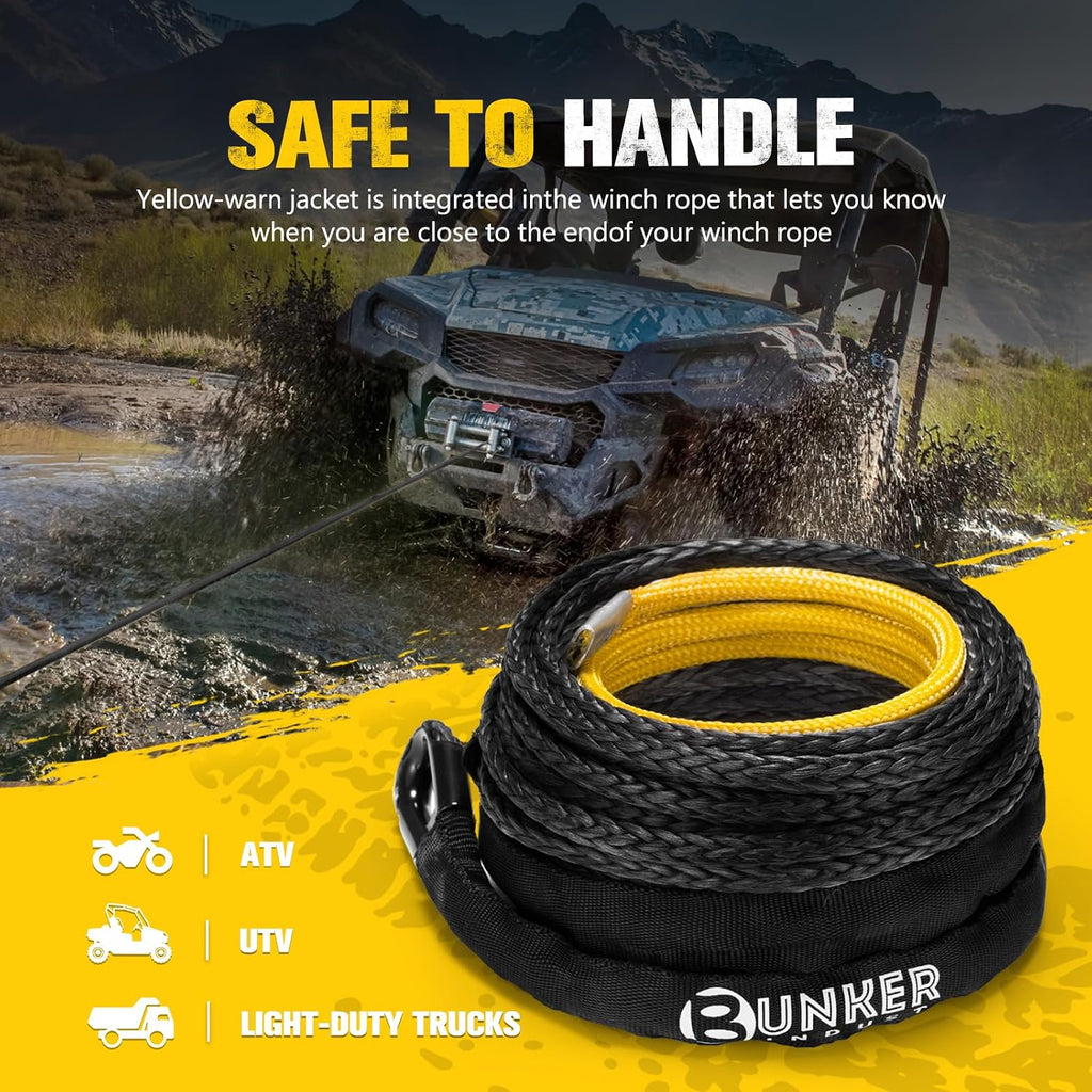 1/4" x 50' Synthetic Winch Rope,9500LBS ATV UTV Winch Cable with Protective Sleeve 50 FT Winch Line Replacement for