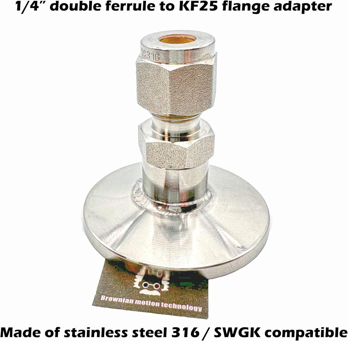 1/4 inch Swagelok to KF25 NW25 Flange Adapter Fitting Compression Fitting Double Ferrule Type Fitting (1, 1/4 in)