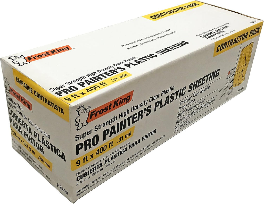 P9400 High Density Painter's Plastic Sheeting, 9' x 400' x .31 mil, Clear, Dispenser Pack