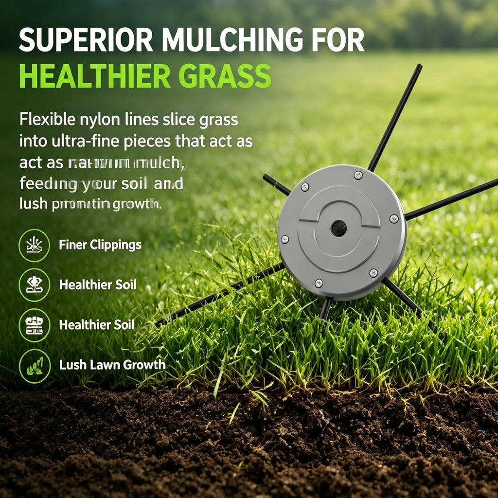 2026 Upgrade Mower Blade Replacement Kit,6-Line Solid Aluminum Weed Trimmer Head,Safe & Efficient Lawn Blade