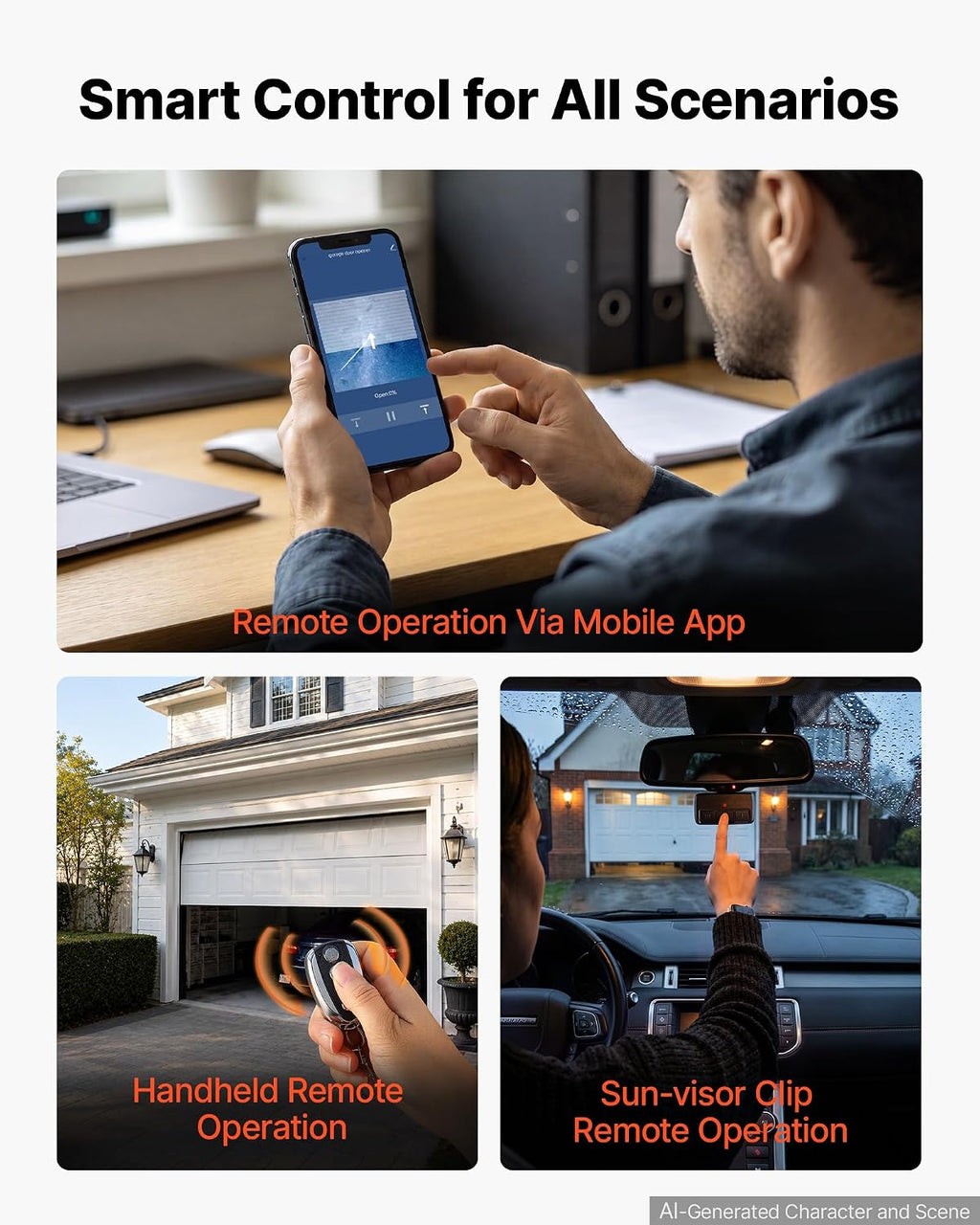 Garage Door Opener 3/4 HP Ultra-Quiet Belt Drive WiFi Smart Opener