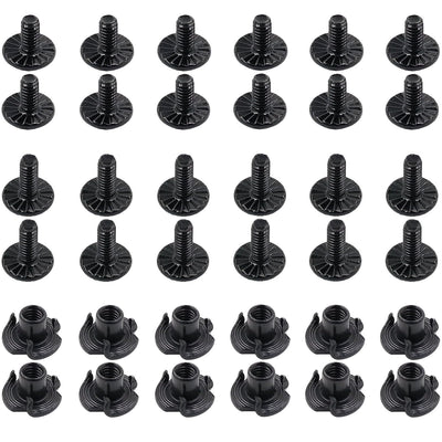 12 Sets Gun Holster Screws and Black 3 Prong T-Nuts Kit #8-32 x 5/16" & 3/8" for Safari Land QLS System/Holster & Kydex & Leather Gun Holster Screws with Anti-Slip Teeth. (12 Sets-Black)