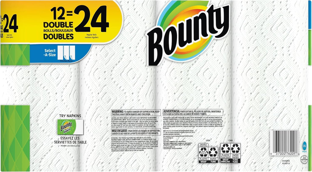 Bounty 2847075 Select-A-Size Paper Towels 2-Ply 110 Sheets/Roll
