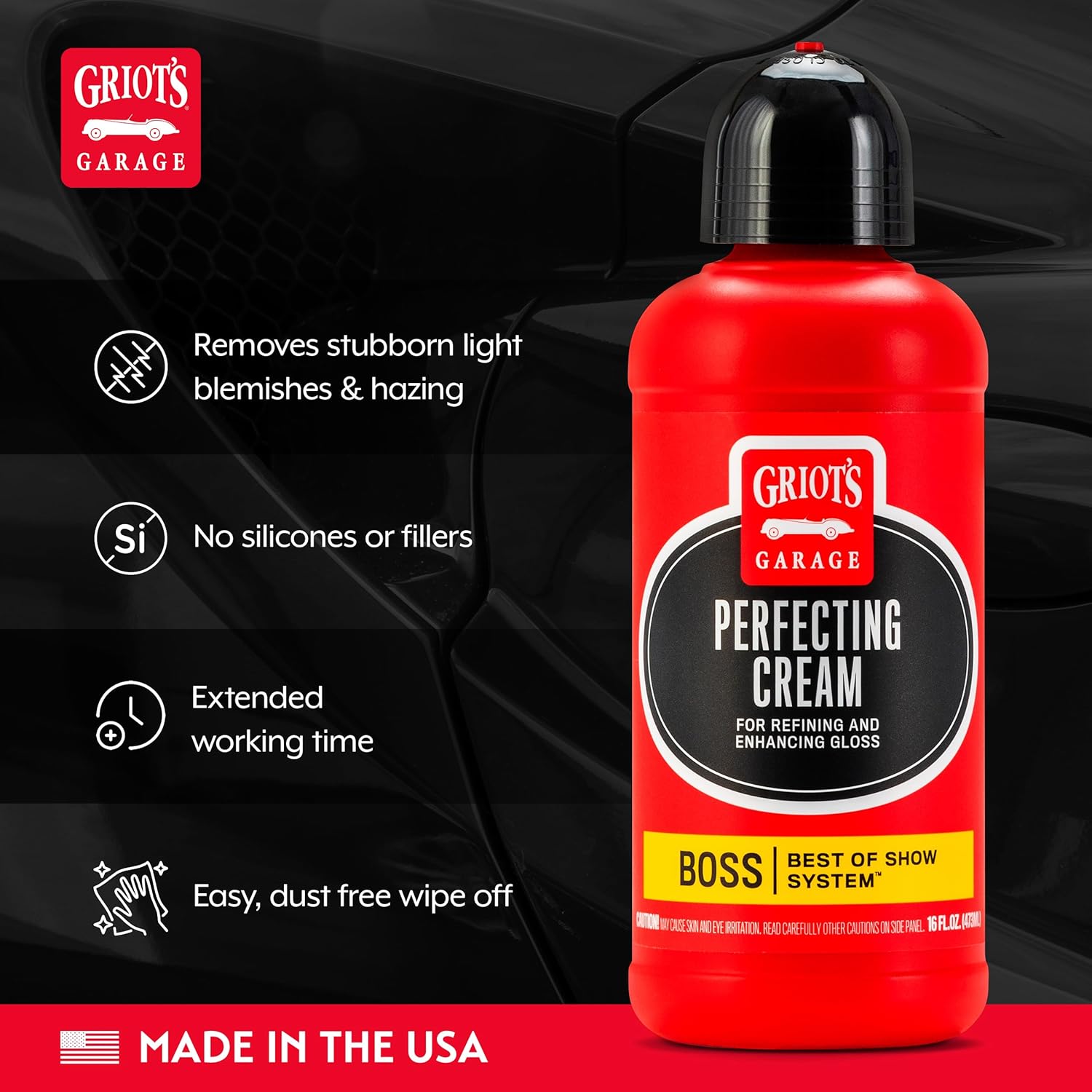 BOSS Perfecting Cream for Car Polishing and Detailing, Light Polish, Fine Scratch, Swirl Remover for Vehicles, 16oz