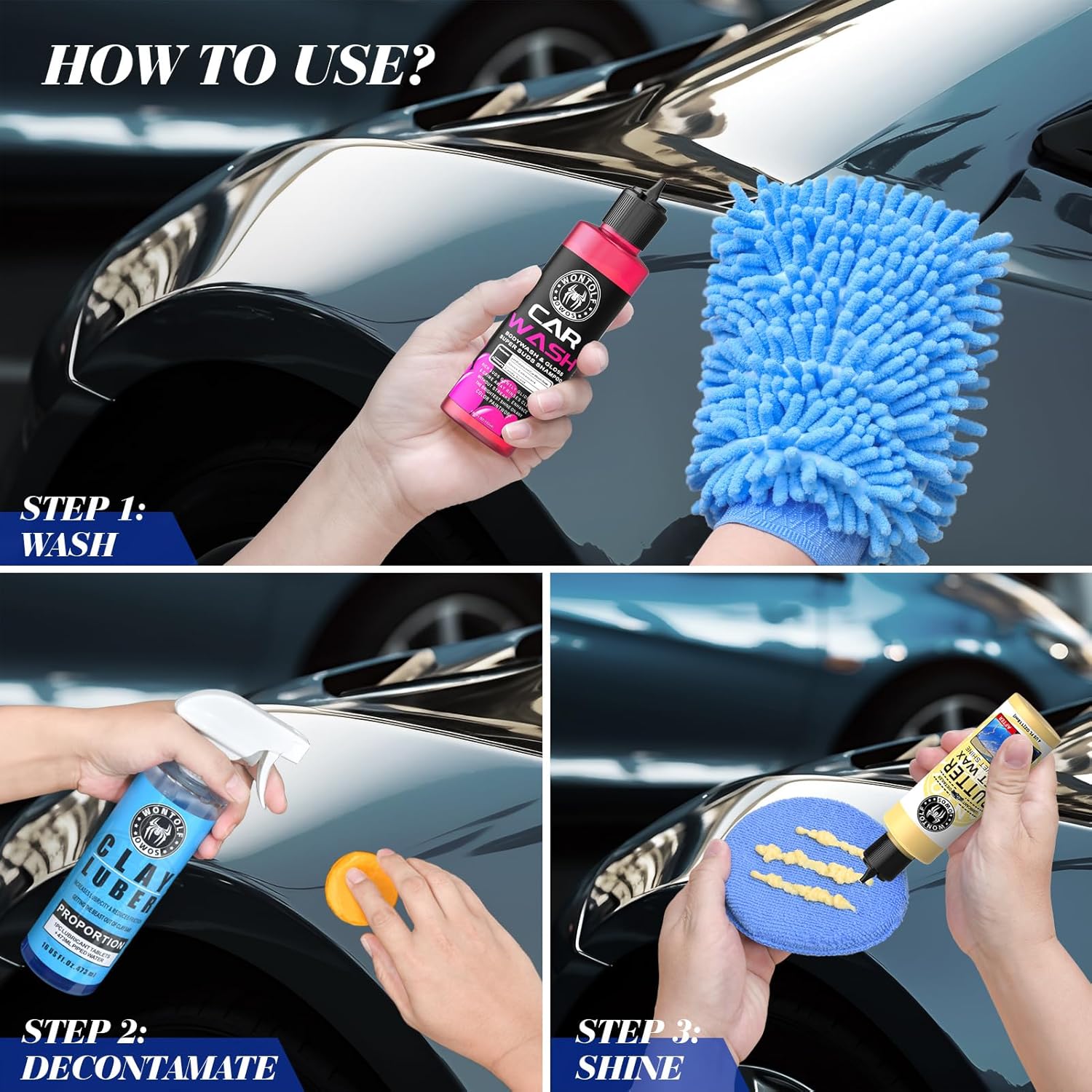 Complete Car Clay Bar Auto Detailing Kit, Clay Luber, Butter Wet Wax, Car Wash Soap - Premium Grade Clay System Car
