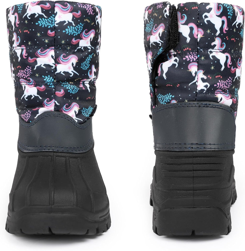 Kids Waterproof Snow Boots,Warm Faux Fur Lined | Durable Non-Slip TPR Outsole,Mid-calf height,Hook-and-Loop