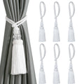 6 Pack Curtain Tiebacks with Tassel, White