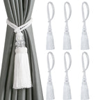6 Pack Curtain Tiebacks with Tassel, White