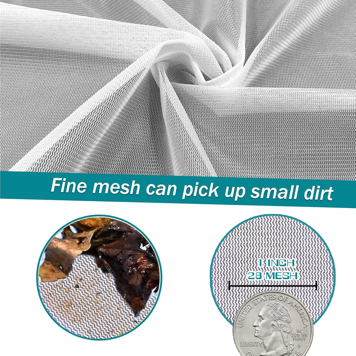 Professional Pool Skimmer Net, Heavy Duty Swimming Leaf Rake Cleaning Tool with Deep Fine Nylon Mesh Net Bag - Fast