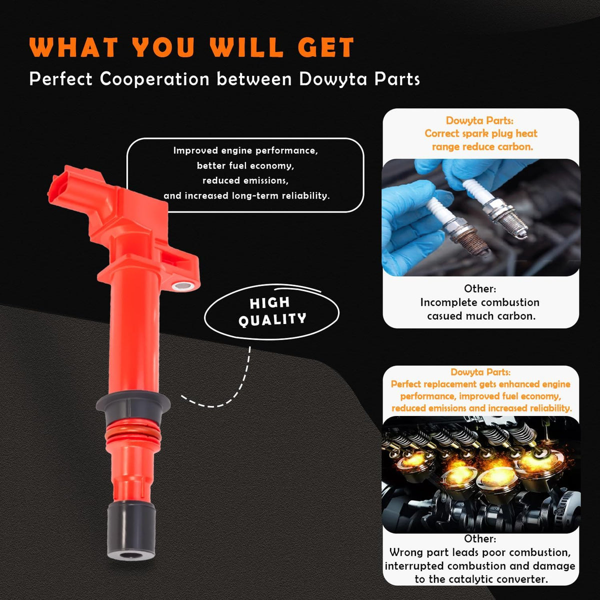 6-Pack Upgraded UF270 Ignition Coil Pack, Spark Plugs for Jeep Liberty 3.7L