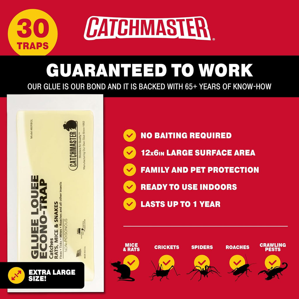 Gluee Louee Rat Extra Large Traps 30-PK, Heavy Duty Glue Trap, Mouse Traps for Home, Pest Control Adhesive Glue