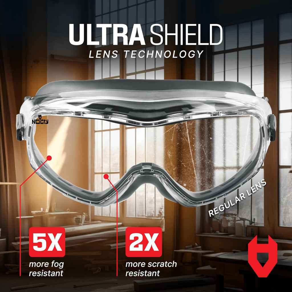 Anti Fog Safety Goggles for Men and Women with Premium Anti Scratch Coating - Vented Panoramic Lab Goggles; ANSI Z87
