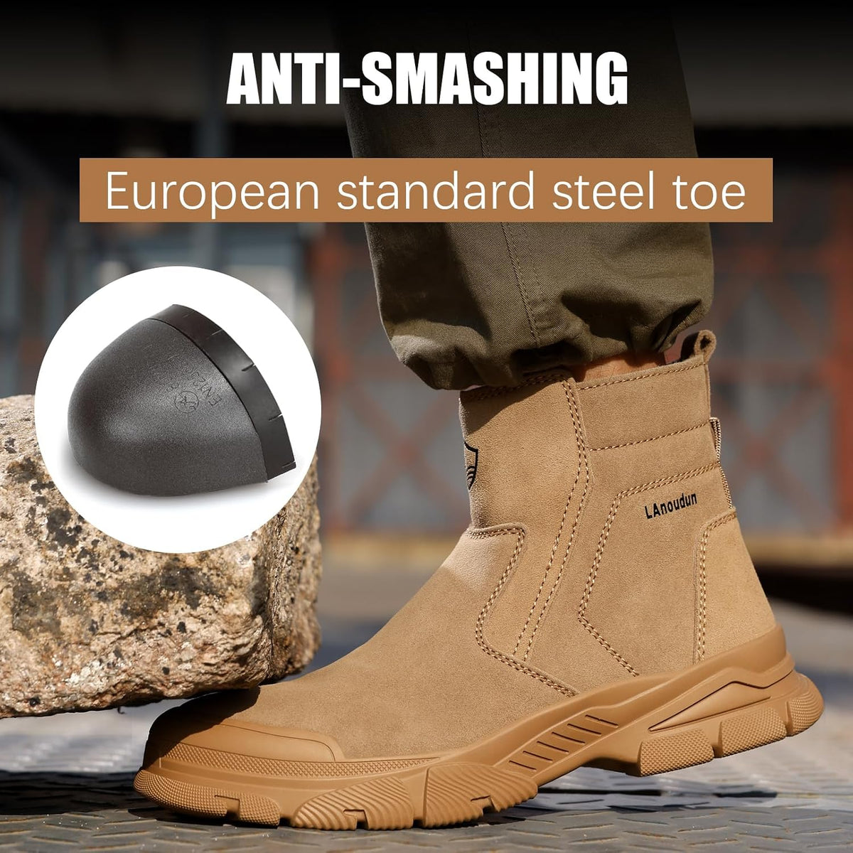 Steel Toe Boots for Men High-Top Safety Toe Welding Work Boots | Anti Smashing, Puncture Resistant, High-Top Ankle