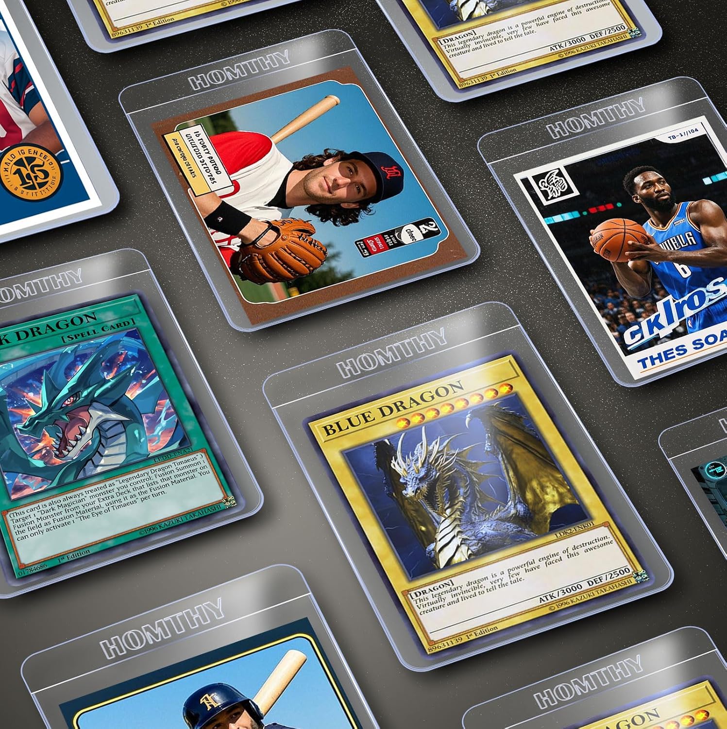 50ct Semi Rigid Card Holders for Trading Cards, Card Sleeves | with 1/2" Lip Baseball Card Protector for PSA, BGS