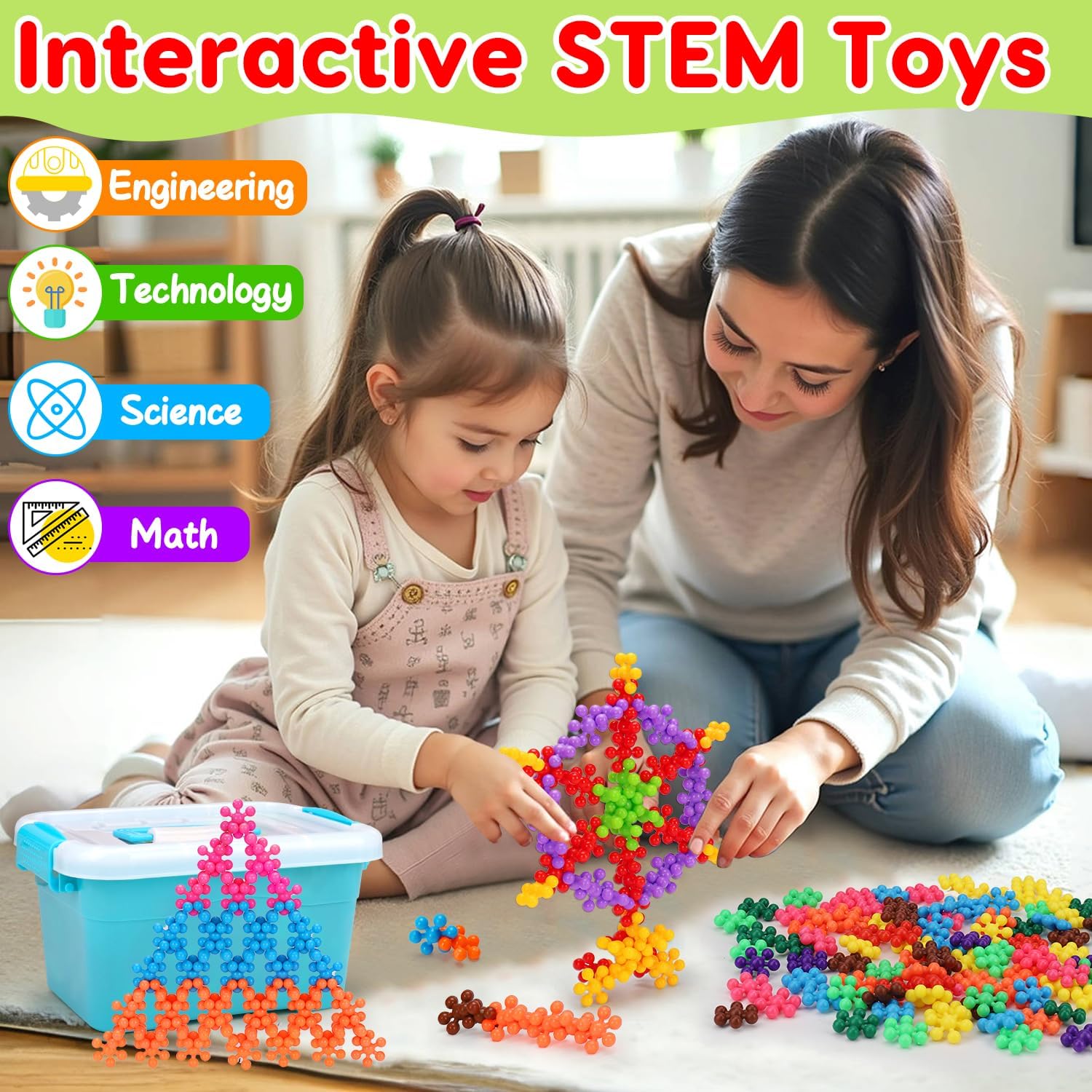 Kids Building STEM Toys for 3 4 5 6+ Year Old Boy Girl Birthday Gifts | 300PCS Educational Interlocking Discs