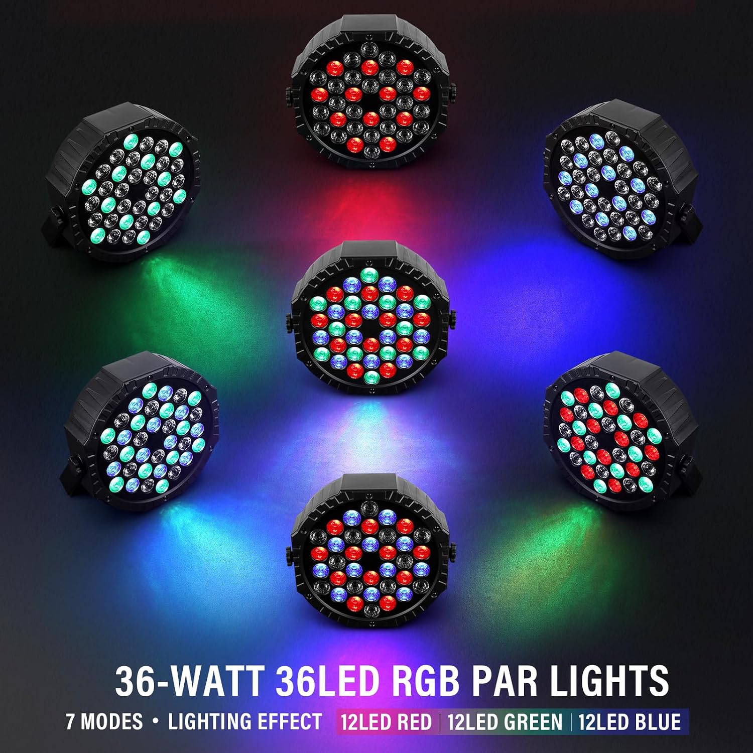 LED Stage Lights 4Pack - Czgor 36W RGB DJ Par Light for Party, Remote & DMX | with Sound Activated Auto Play by