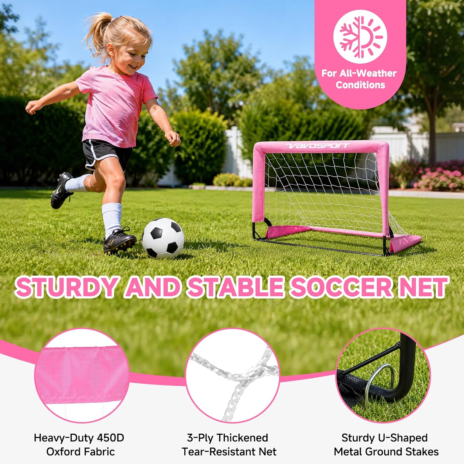 Mini Toddler Soccer Goal Set, 2 Pack 2x1.5 ft Soccer Goals for Backyard | Portable Pop Up Soccer Goals, Kids Soccer