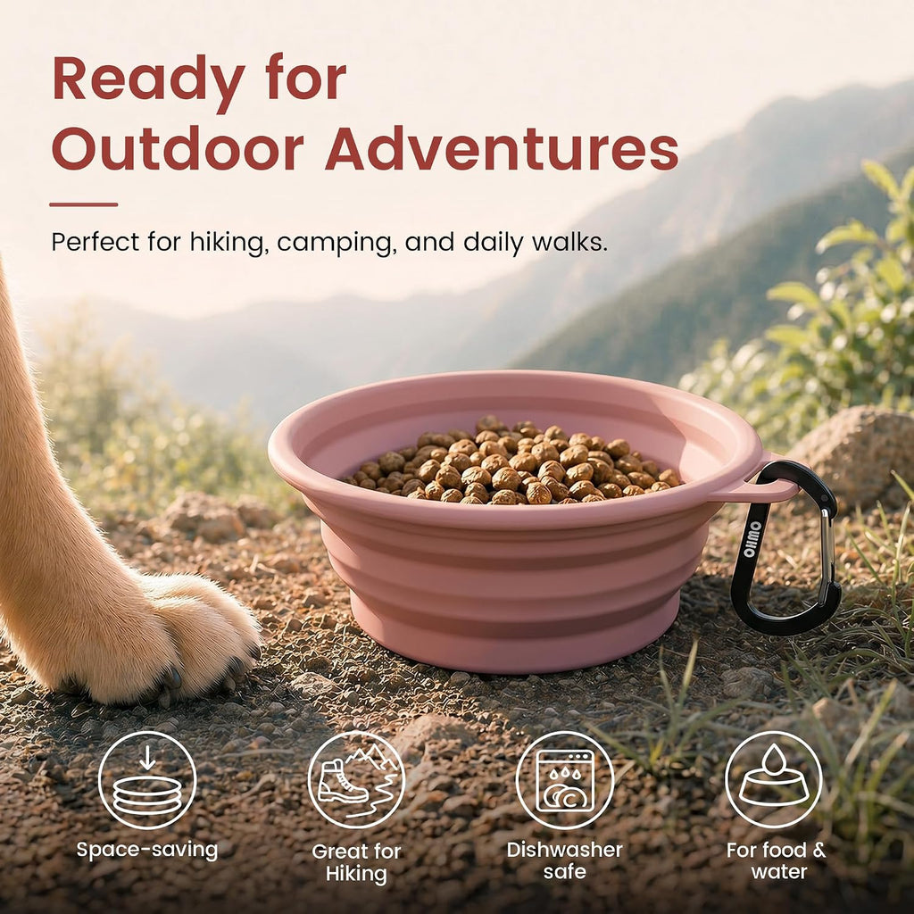 Collapsible Dog Bowls for Pet Travel, 12oz, 2pcs, Coral&Brick Red