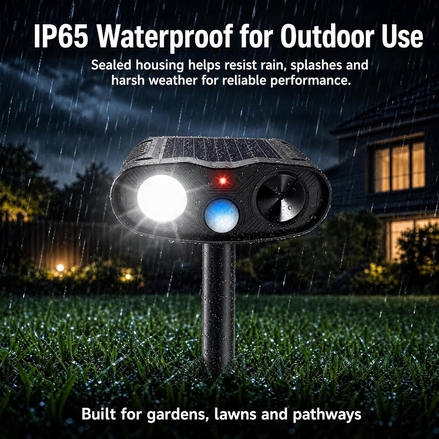 Sonic Fortress Pro Deer Repellent Solar Ultrasonic Animal Repeller 2 Pack | Outdoor Cat Deterrent with Motion Sensor