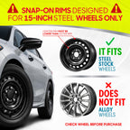 15 Inch Snap-On Hubcap Wheel Covers (Set of 4), 6-Spoke Original Design