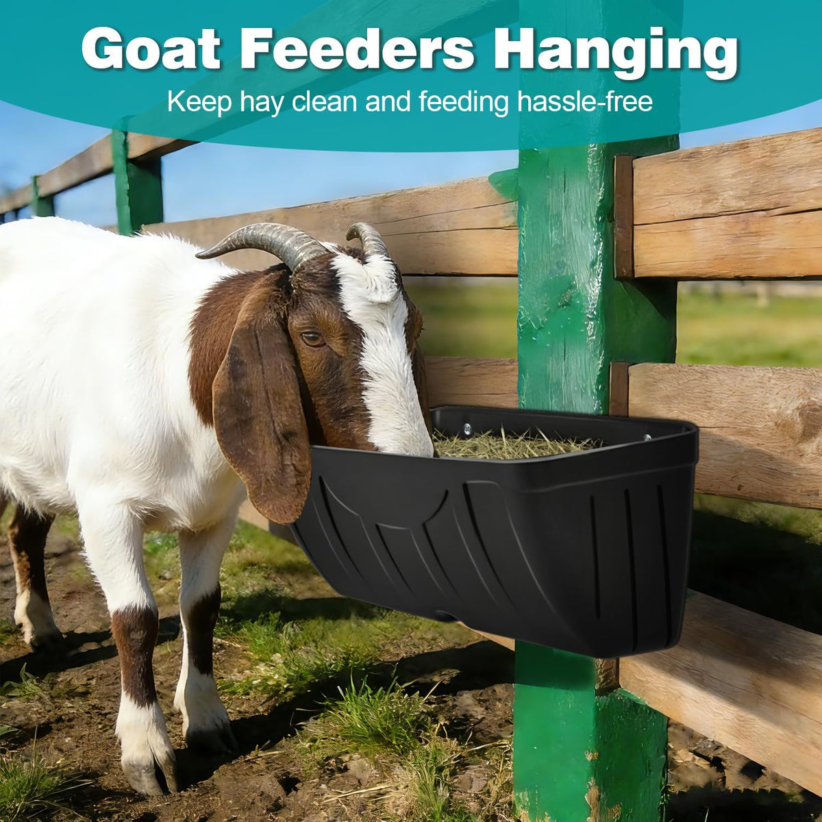 Chicken Feeder Waterer,Hanging Goat Feeders,5 Quart*2 Pack,Feeder Trough for Sheep Duck Poultry Dog, Fence Feeder