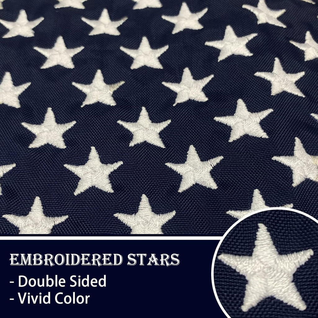 Embroidered American Garden Flag with Stand Holder, 12x18 inch American USA Garden Flag for Outside Yard Heavy Duty