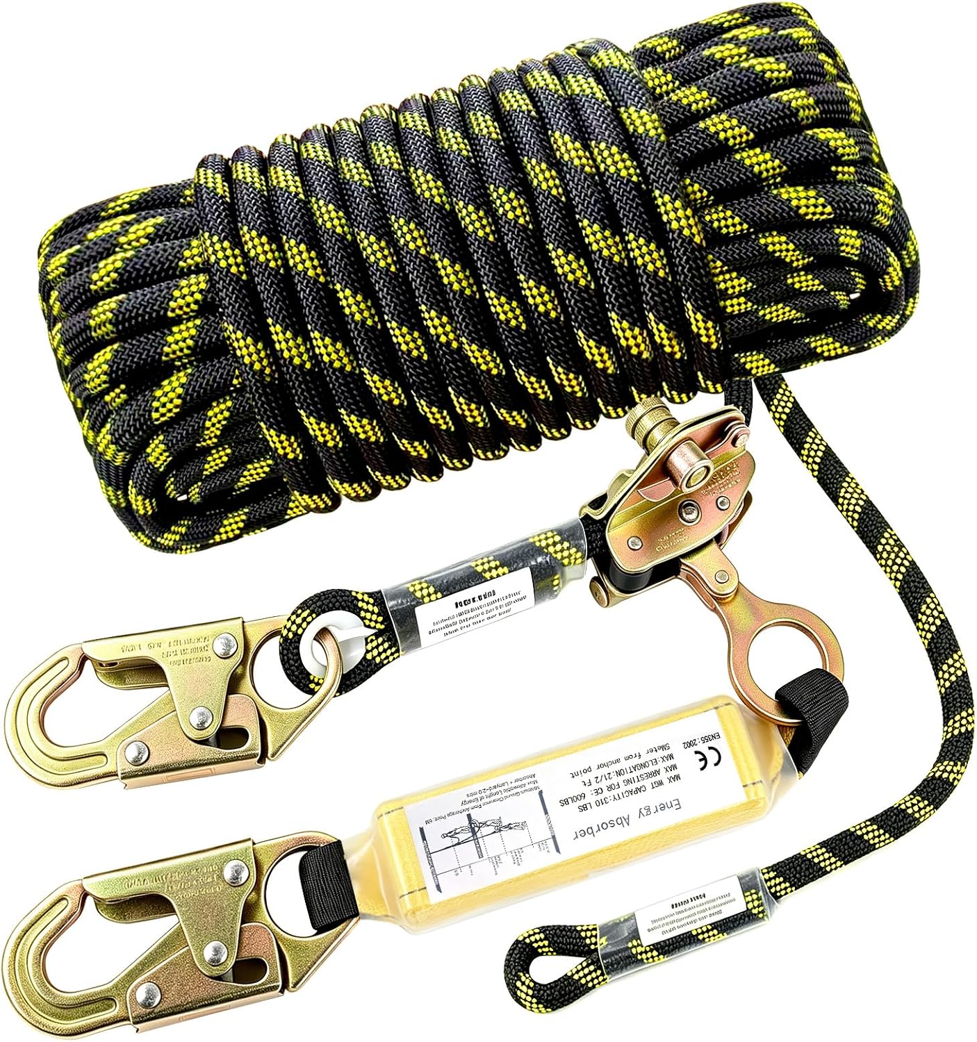 100FT Rope Harness Safety Lanyard, Roofing Fall Protection Rope