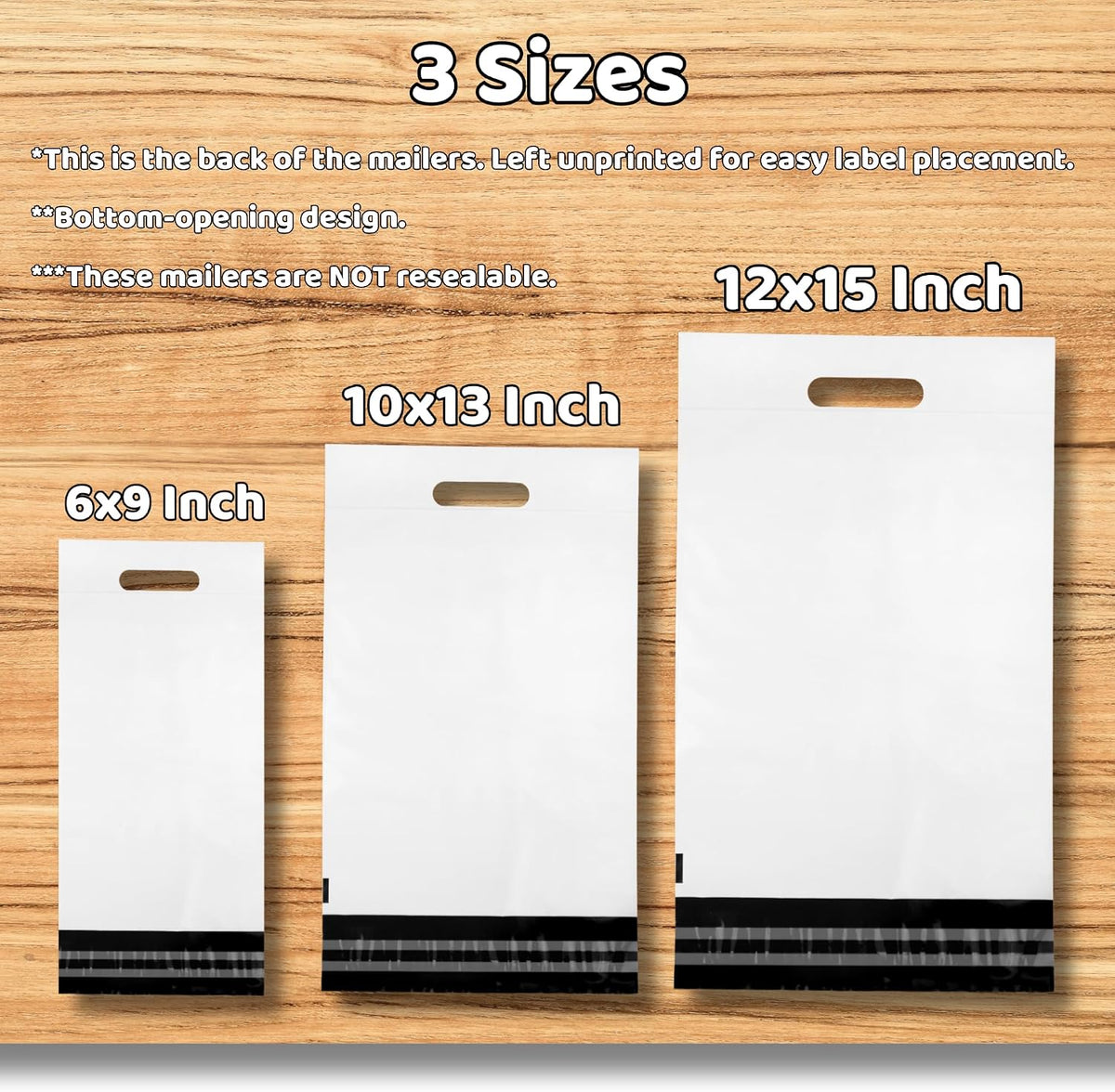 White Poly Mailers with Handle, 12x15, 50 Pack, Shipping Bags
