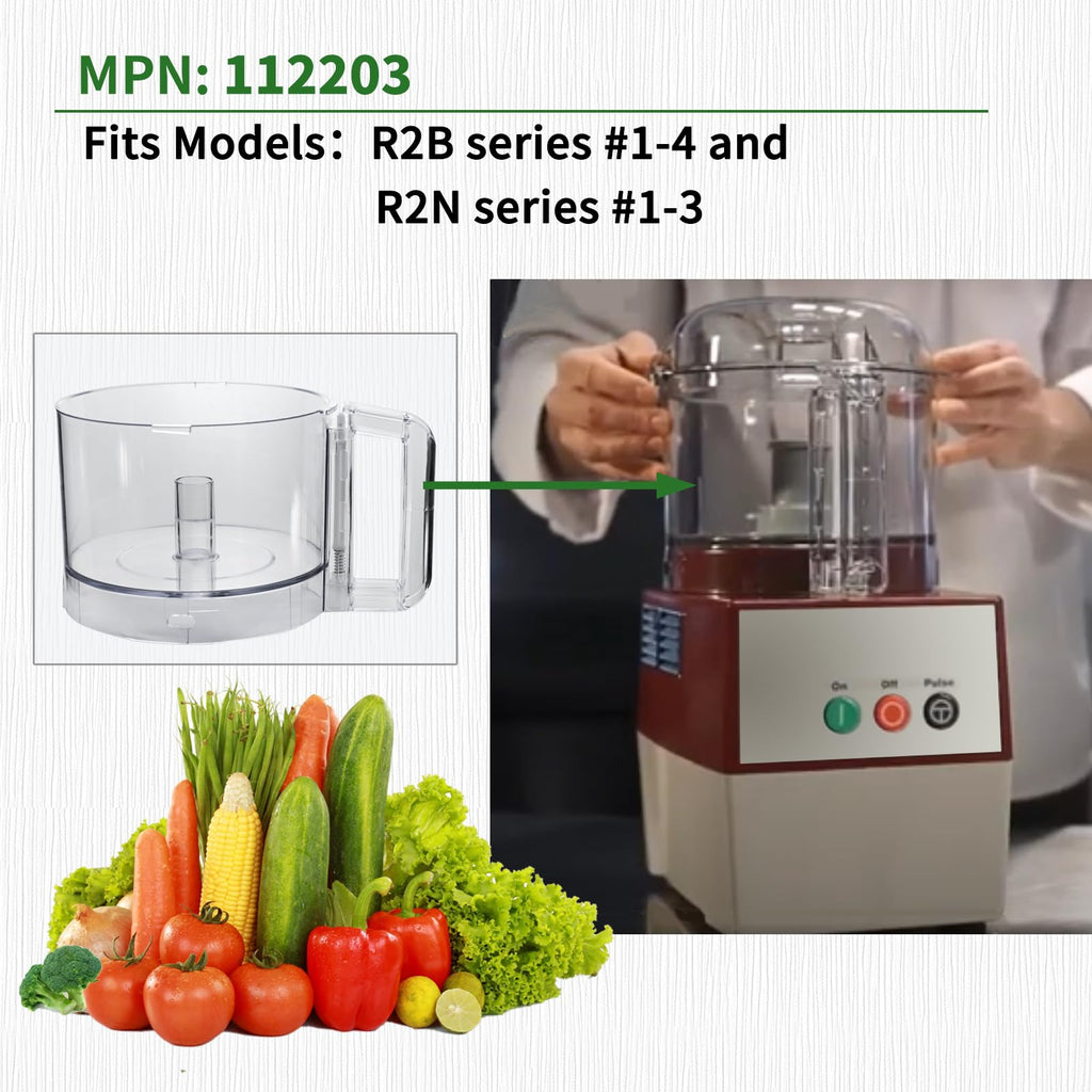 112203 Food Processor Bowl 3 Quart Compatible with Robot Coupe R2 Work Bowl