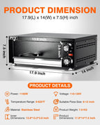 Electric Pizza Oven Indoor Countertop Pizza Oven Commercial Pizza Maker Machine for Home with Timer Stainless Steel