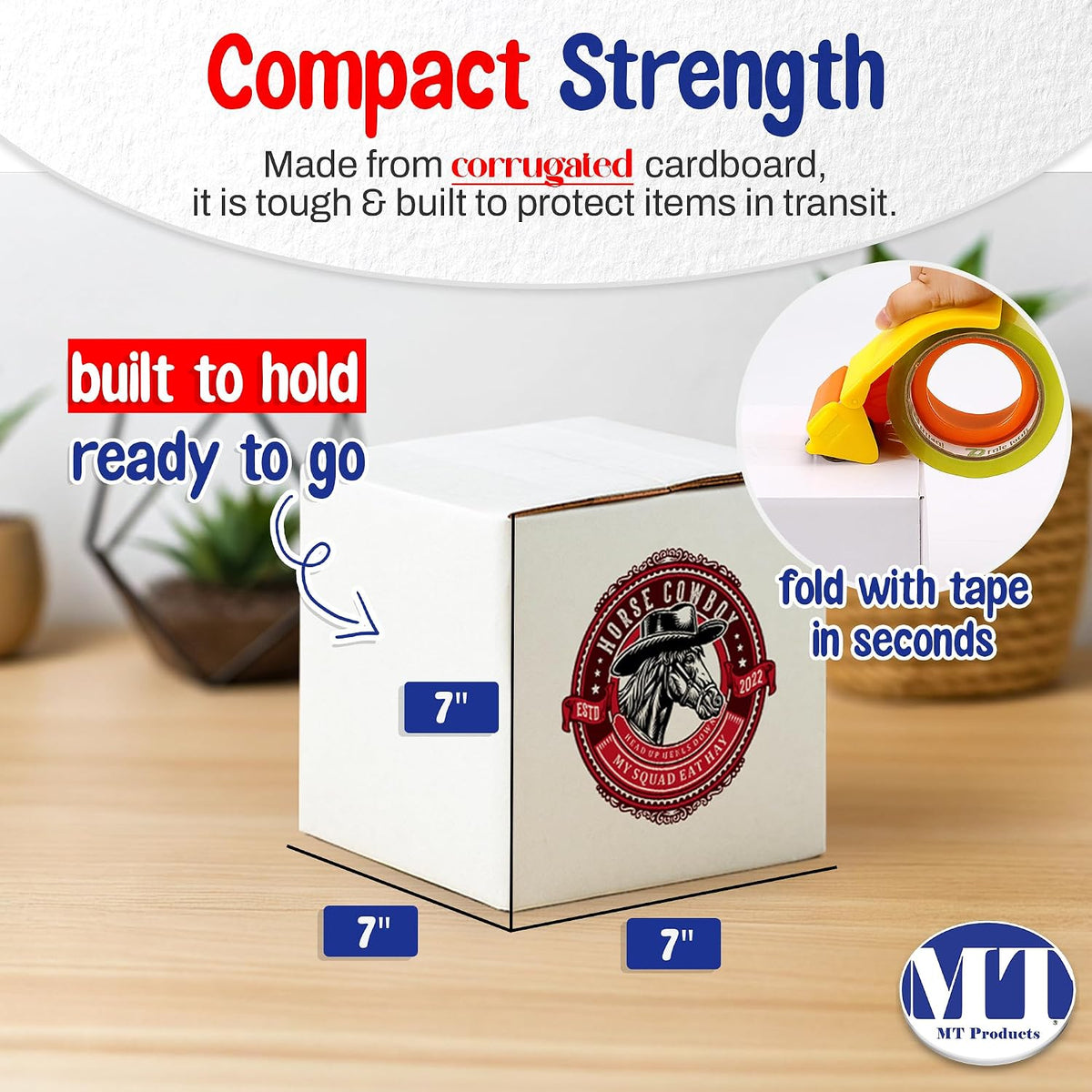 Custom Printed White Cardboard Shipping Boxes 7" x 7" x 7" - Personalized Mailing Boxes and for Gifting