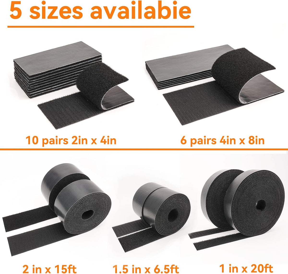 Hook and Loop Tape 20Ft x 1Inch Heavy Duty Double-Sided Adhesive Strips, Strong Sticky Back Fastener Roll, Cuttable