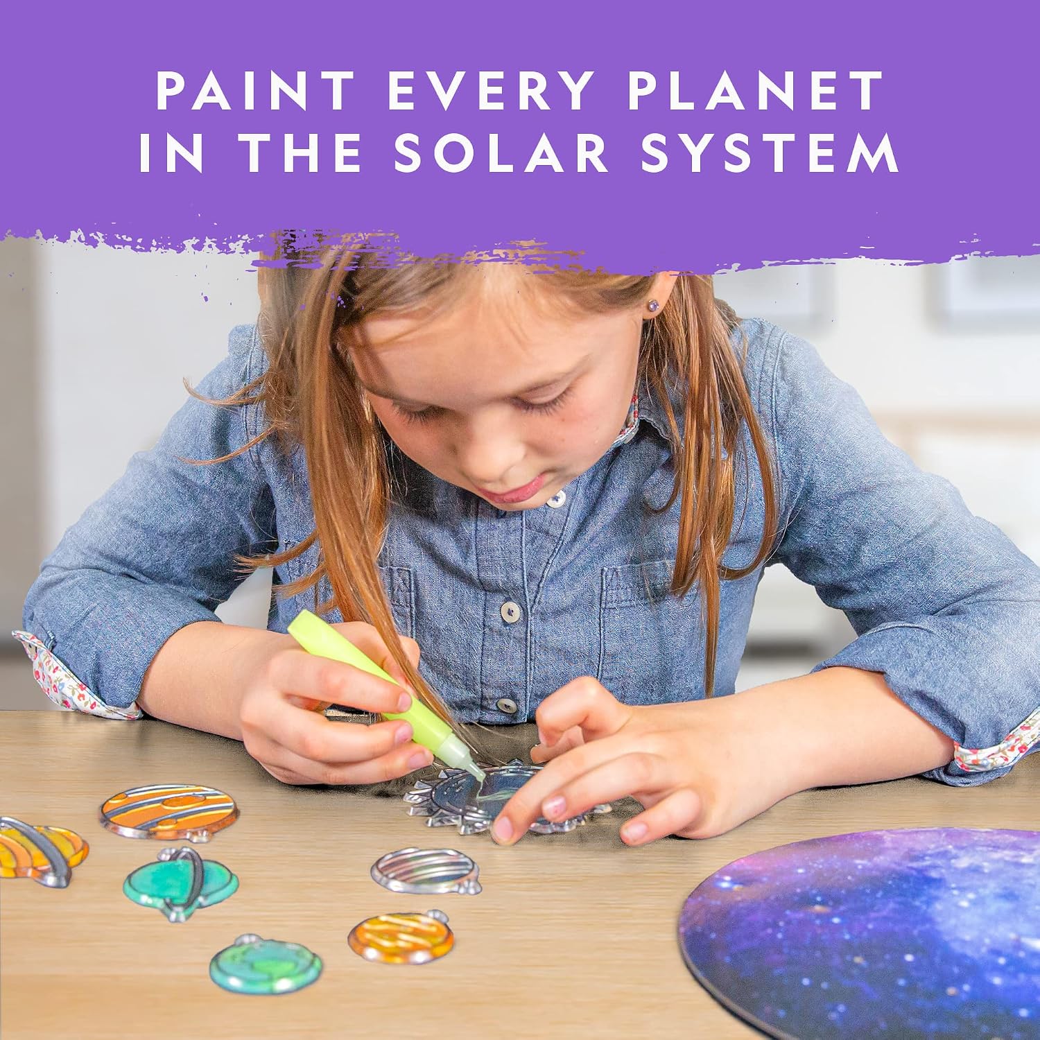 National Geographic Solar System Stained Glass Suncatcher Craft Kit | Glow-in-the-Dark Planets, Window Suncatchers