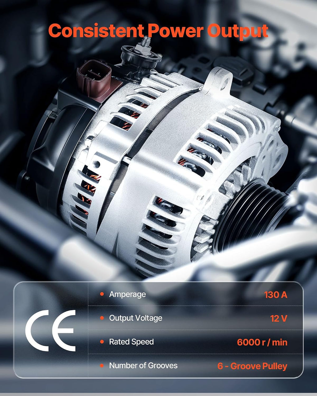 VEVOR Car Alternator 11032, Fit for Toyota Highlander V6 3.3L 2004-2007, Sienna 2004-2006, Lexus RX330 3.3L 2004-2006, Automotive Replacement Alternator 27060-0A100, 27060-0A130, AL3315X, 400-52140R