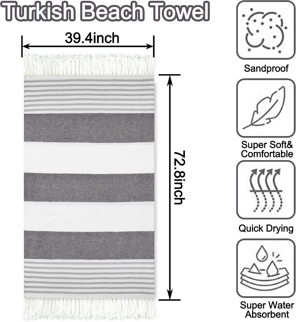 Beach Towel 2 Pack,Sand Free Beach Towels Oversized 39 x 72 | Turkish Beach Towel Quick Dry Towel,Lightweight Pool