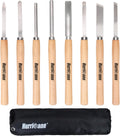 8pc Wood Lathe Turning Tool Set, Wood Turning Chisel Set for Woodworking. 2 Skew 1 Spear Point 1 Parting 1 Round Nose