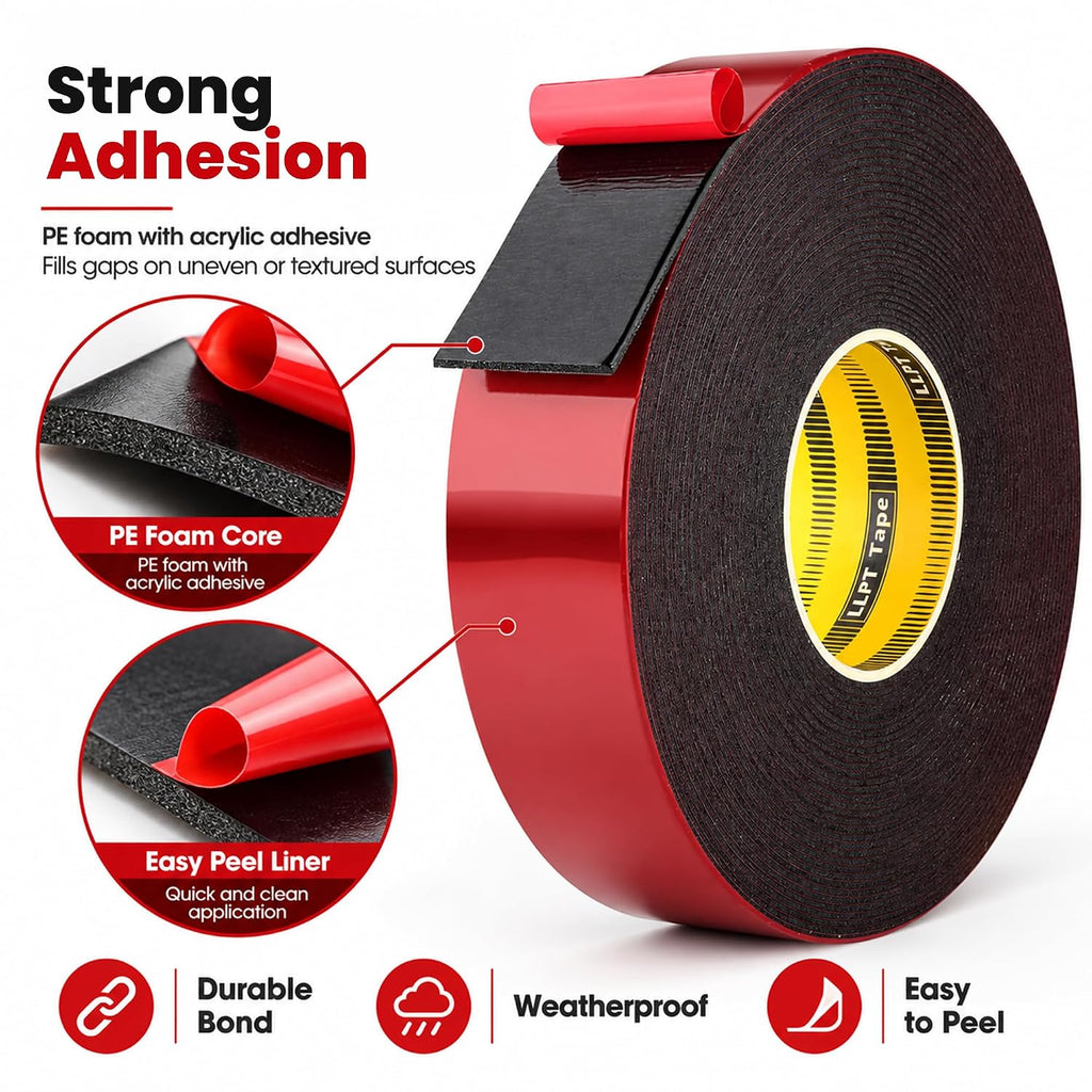 Double Sided Foam Tape 1 Inches x 50 Ft (T004A)