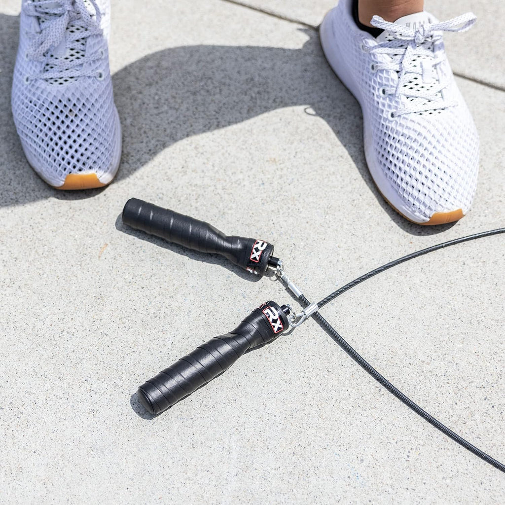 Jump Rope - Black Ops Ergonomic Handles with Trans Black Cable Buff 3.4 | Jump Smart Weighted Speed Rope for Sports &