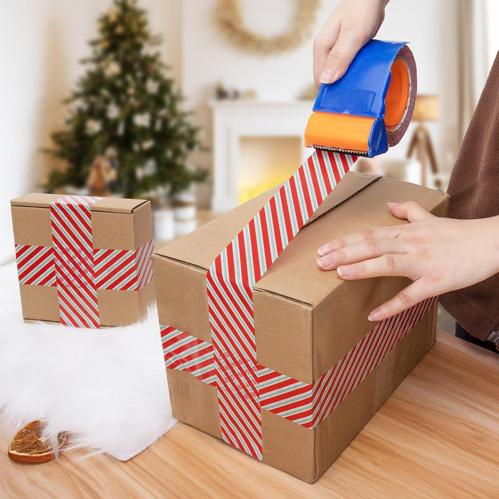 Christmas Packing Tape 100 Yards for Holiday Boxes Stripe