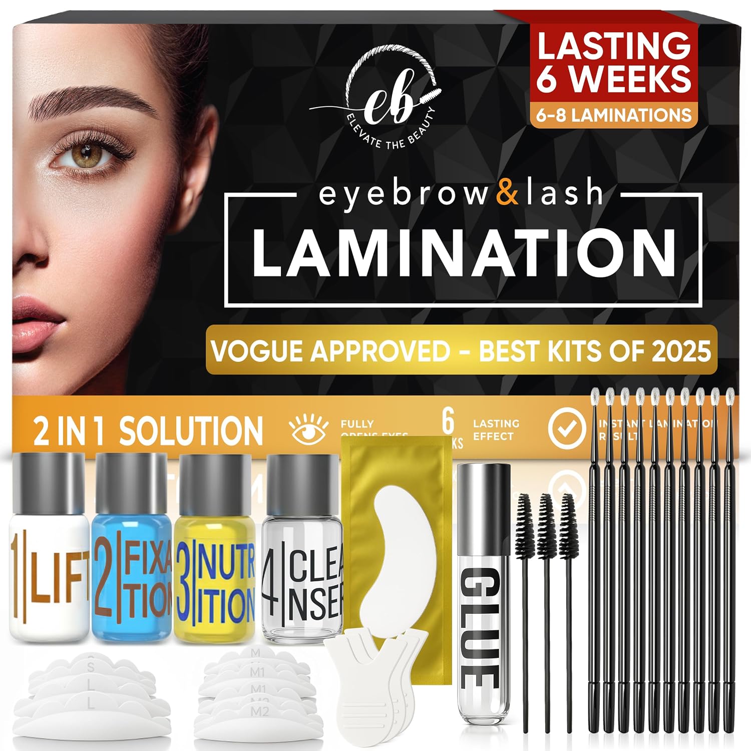 Lash and Eyebrow Lamination Kit | Brow and Lash Lamination Kit | 2-in-1 Professional Brow Lamination Kit for DIY &