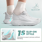Women's Slip On Walking Shoes Running Sneakers,All White,6W