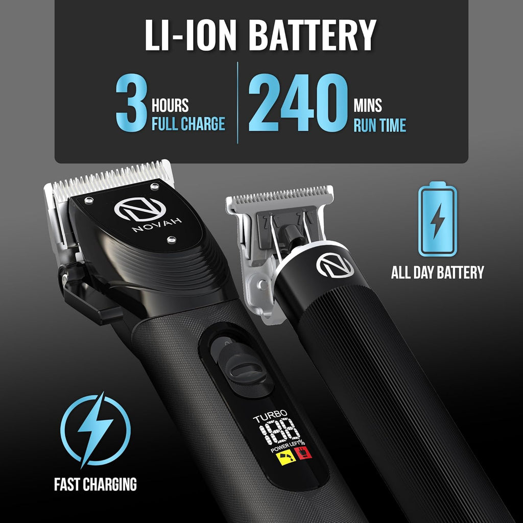 Novah Professional Hair Clippers for Men, Professional Barber Clippers and Trimmer Set, Mens Cordless Clipper, Fade