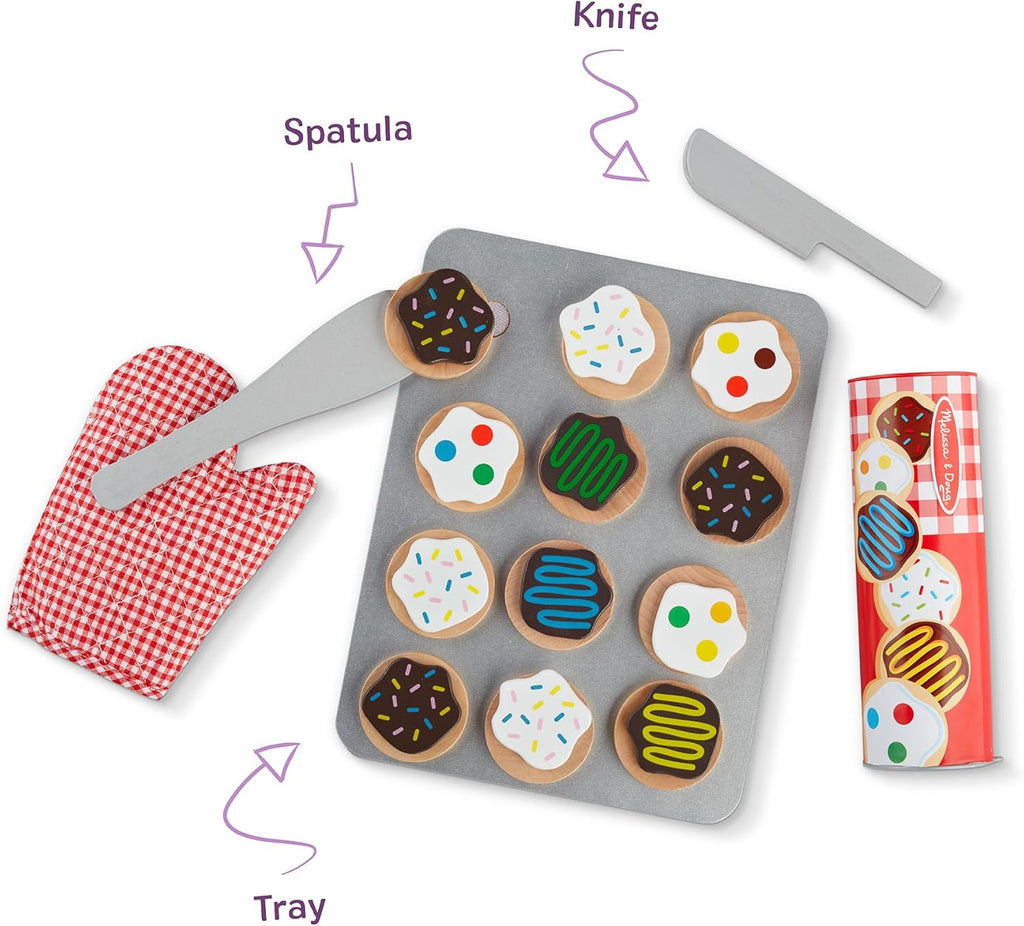 Melissa & Doug Slice & Bake Cookie Set with Wooden Play Food, Colorful Toppings & Play Kitchen Accessories, Preschool