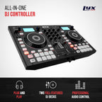 2-Deck Portable DJ Controller, Mixing Console with LCD Display | Manual Looping, USB, MIC Input, Record Output, 16