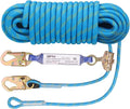 Heavy Duty Fall Protection Rope for roof & tree climbing. Includes safety harness, alloy steel clips, shock-absorbing