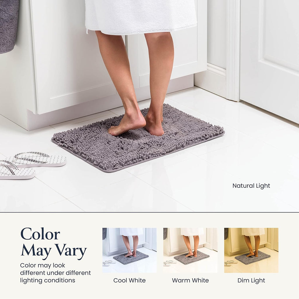 Bathroom Rugs Sets 2 Piece- Plush Bath Mat Set Quick-Dry Soft Chenille Mat with Rubber Backing, Absorbent Rug Set