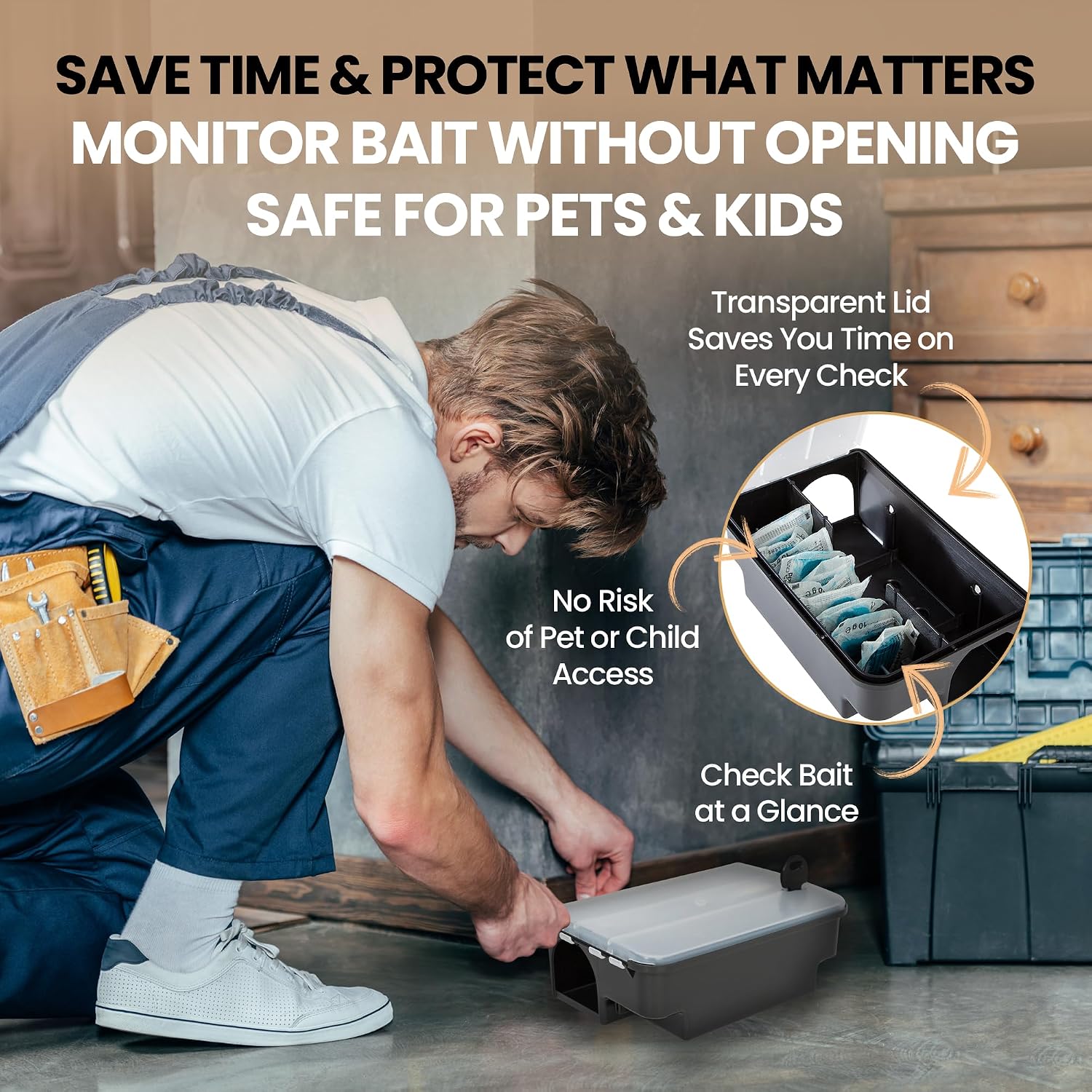 Professional Rat & Mouse Bait Station – 2 Lockable Weather-Resistant Rat Trap Boxes with Clear Lid & Dual Entry –