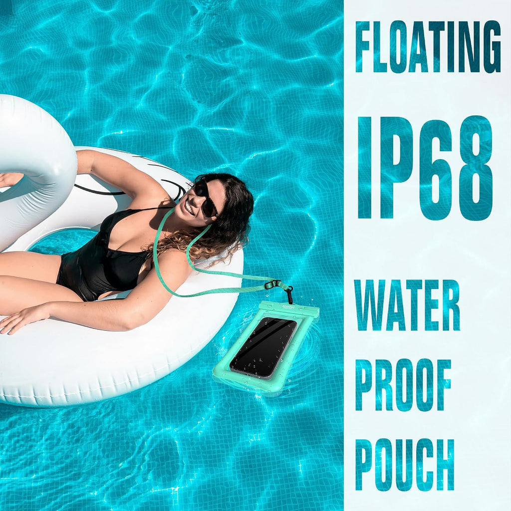 IP68 Waterproof Phone Pouch 2 Pack-Up to 8.0"，Adjustable Neck Lanyard Floating Waterproof Phone Case for iPhone,Phone